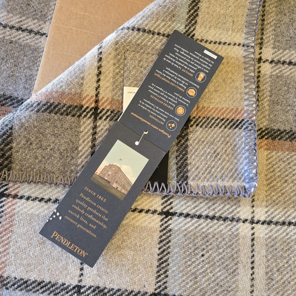 Pendleton Eco-Wise Pearl Plaid Washable 100% Wool Blanket, Twin 66" x 96" USA - Picture 13 of 16
